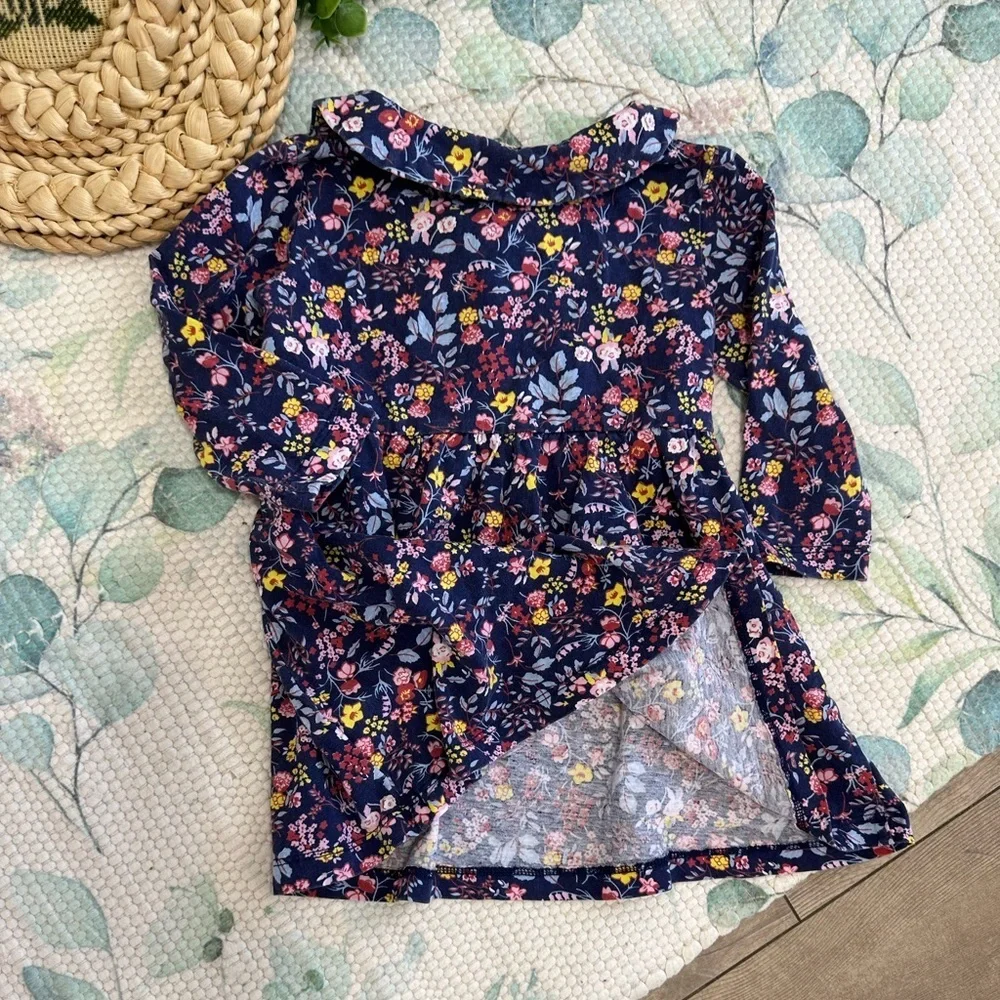 Vintage Toddler Girl’s Boho Cotton Floral Long-Sleeve Dress size 2T Fall